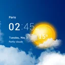 Transparent clock and weather app icon